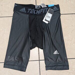 NWT Adidas Techfit Climachill Shorts in black, available in men's large size.